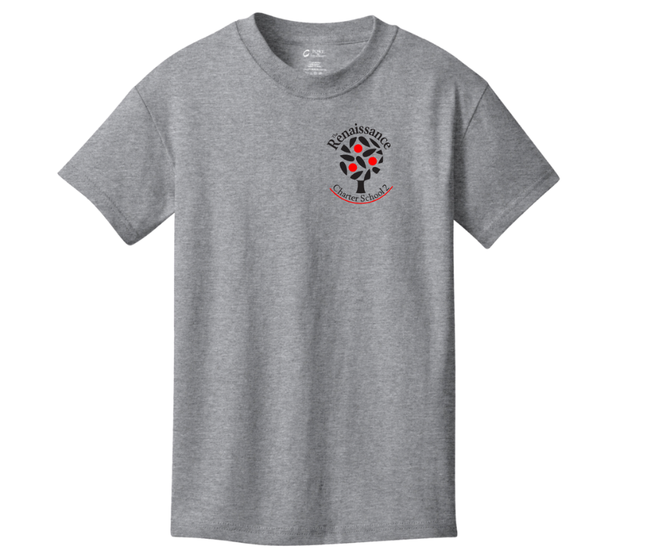 Front of T-Shirt - Gray with Tree Logo